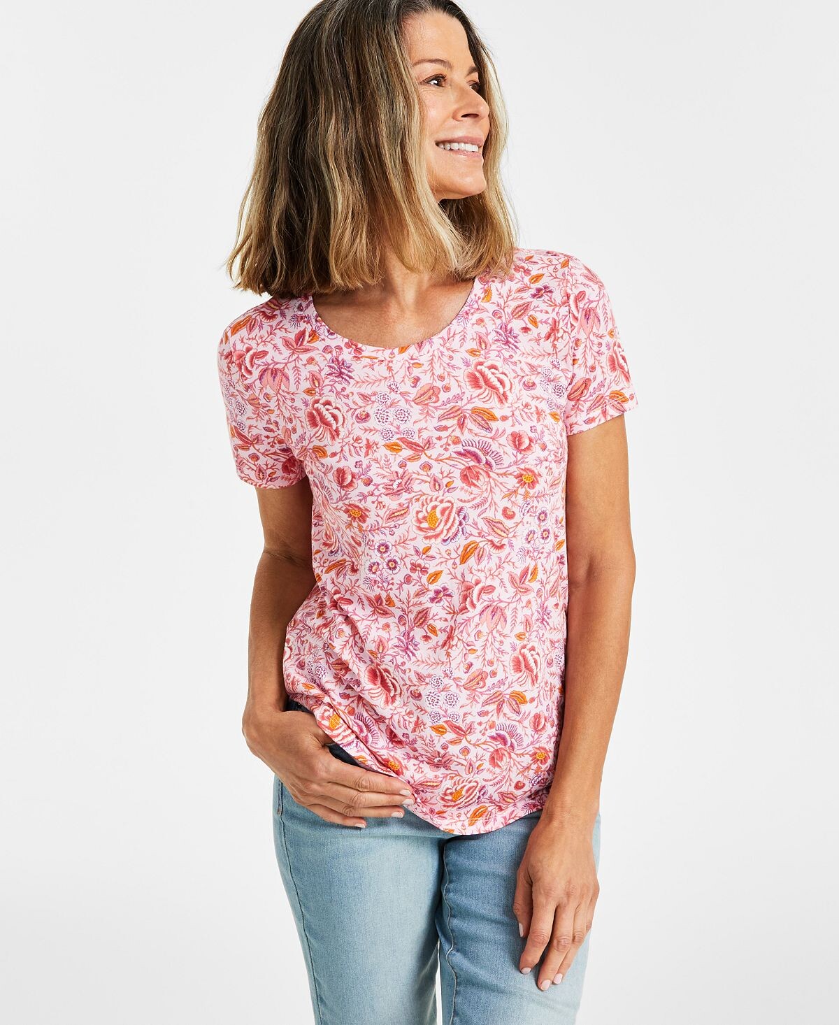 

Футболка Petite Vintage Garden, созданная для Macy’s Style & Co, розовый