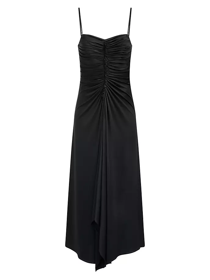 

Платье миди Nadine из прозрачного джерси со сборками Halston, черный