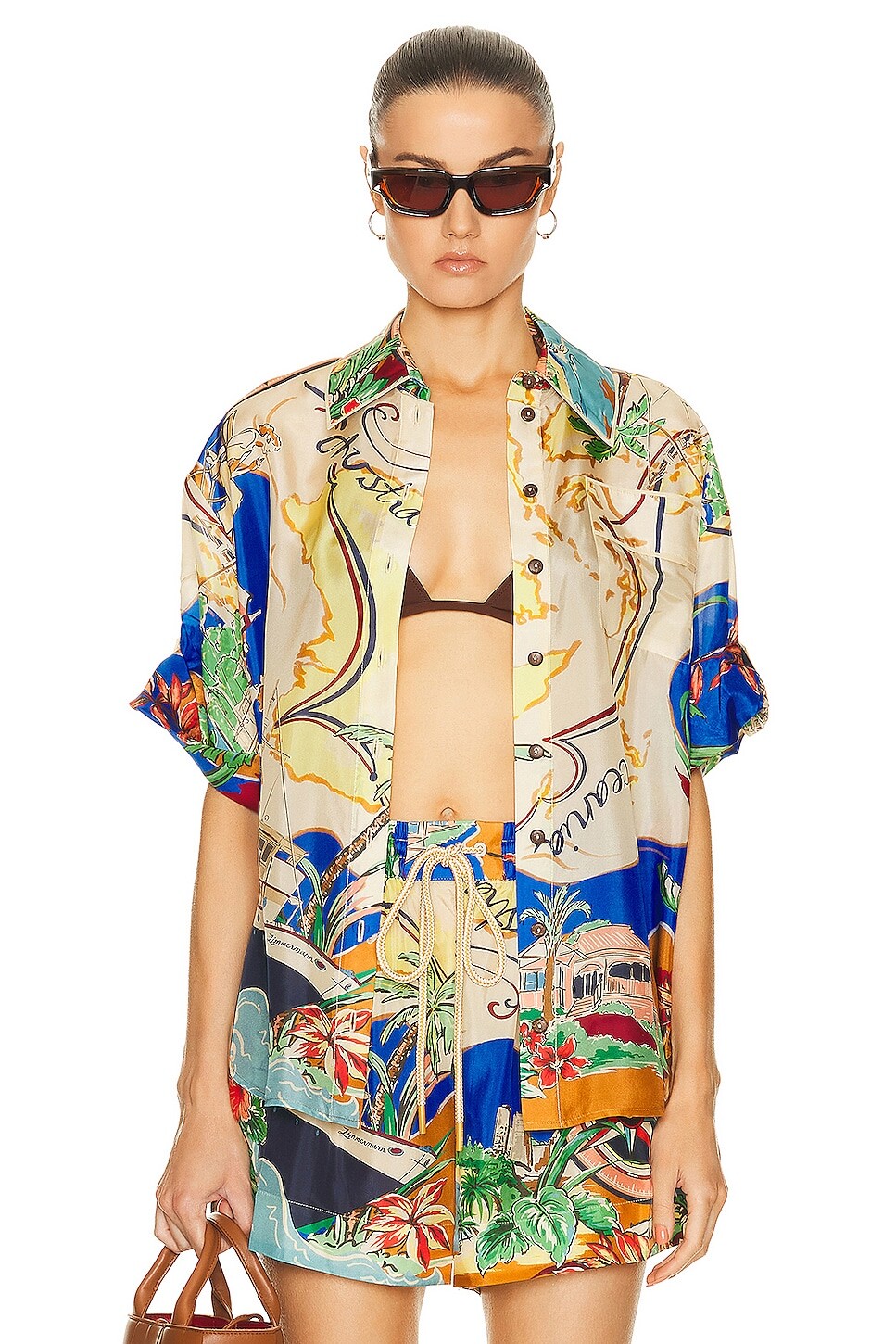 

Рубашка Zimmermann Alight Short Sleeve Shirt, цвет Nautical Map