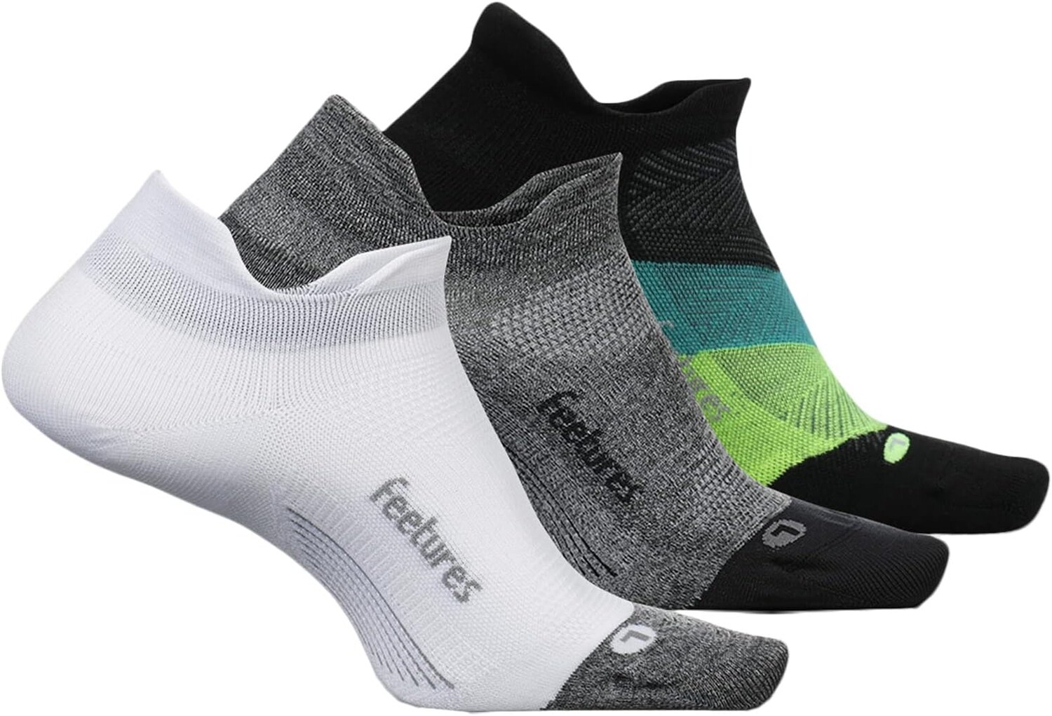 

Elite Max Cushion No Show Tab, набор из 3 пар Feetures, цвет White/Gray/Bust Out Black