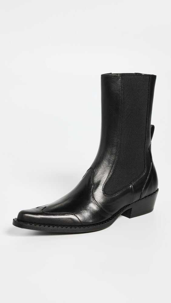 

Ботинки BY FAR Otis Black Nappa Leather Booties, черный