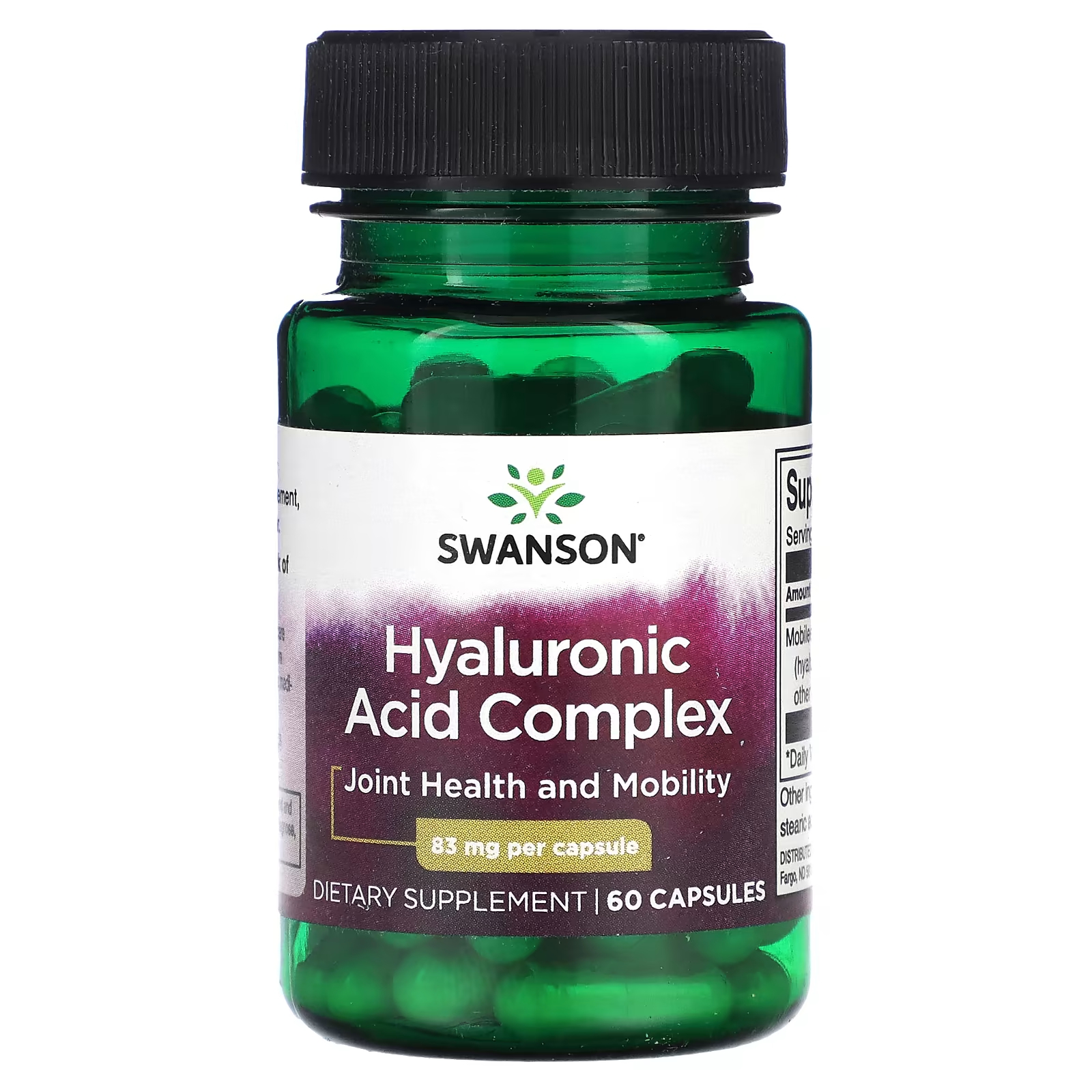 Комплекс гиалуроновой кислоты Swanson 83 мг, 60 капсул swanson комплекс гиалуроновой кислоты 166 мг 60 капсул
