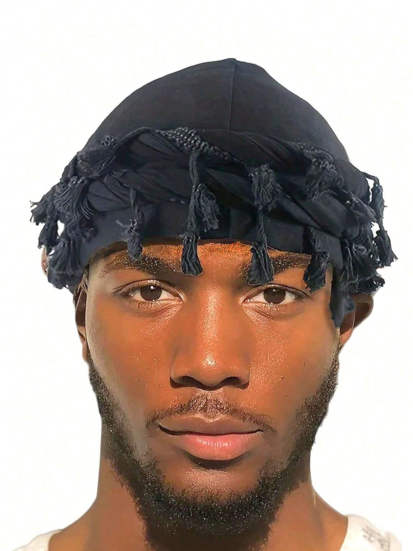 унисекс винтажная повязка на голову с кисточками, черный