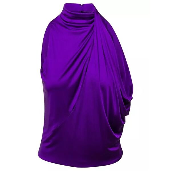 

Футболка halterneck top with diagonal cut-out in vis Versace, фиолетовый