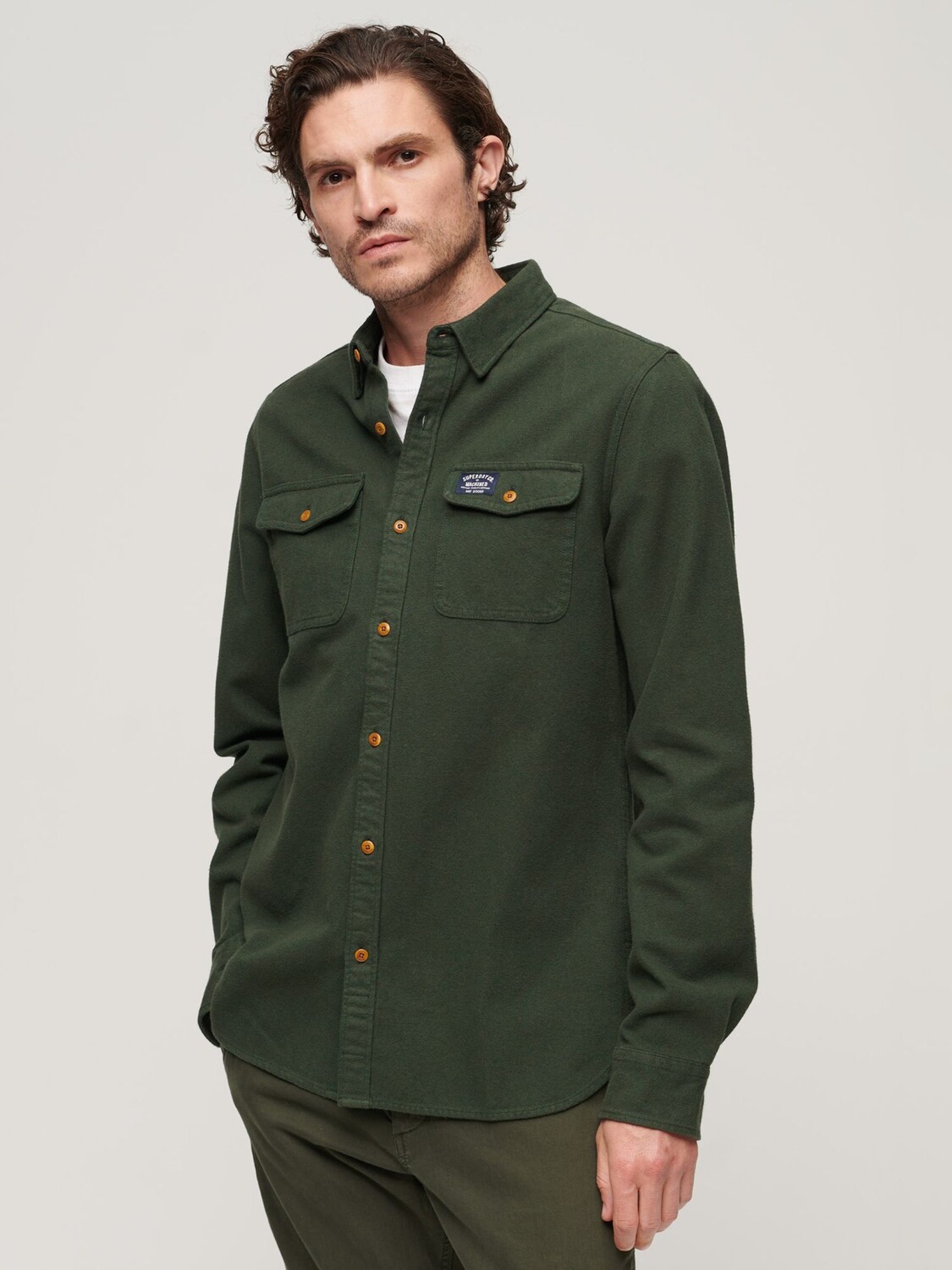 

Фланелевая рубашка Trailsman из органического хлопка Superdry, эмаль зеленая