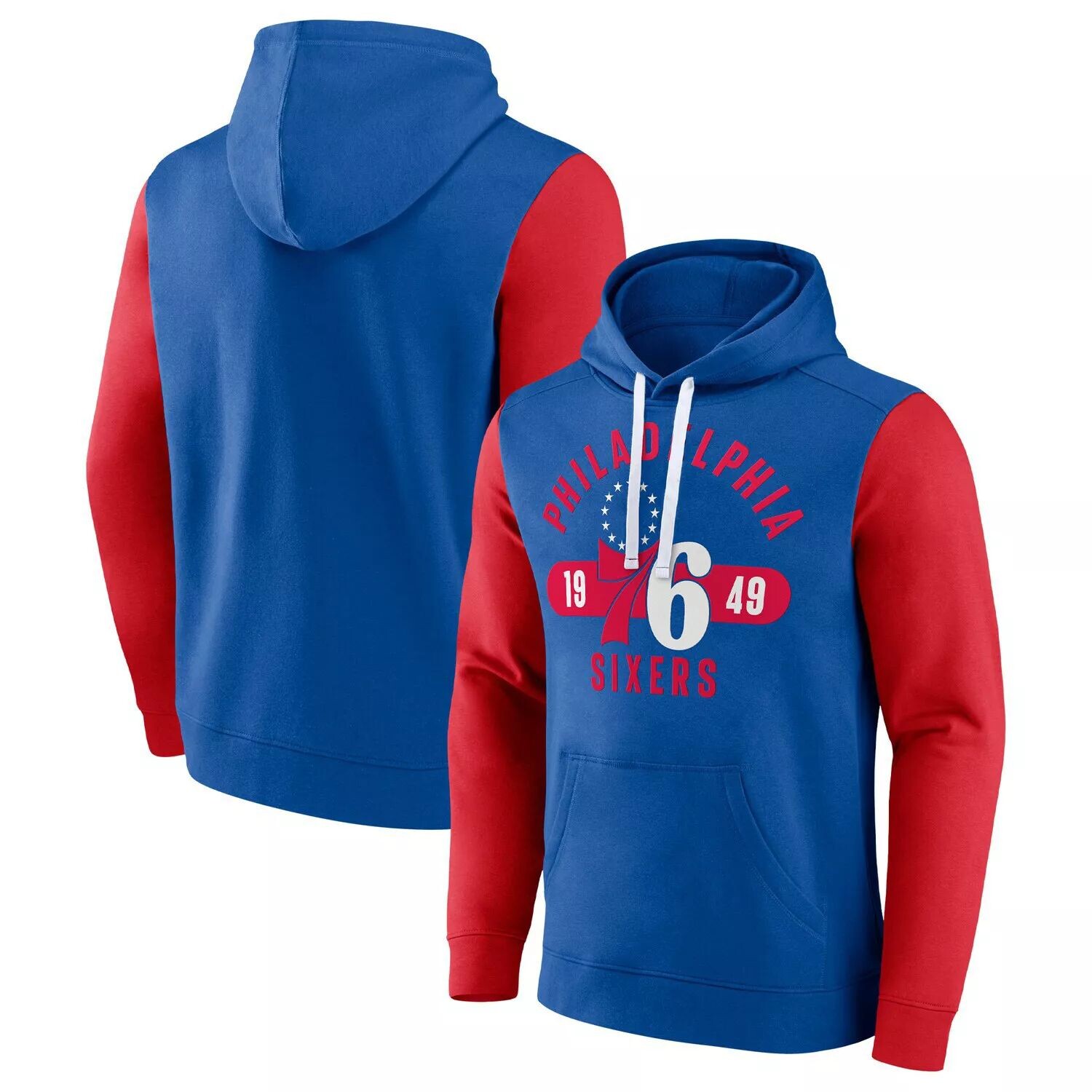

Мужской пуловер с капюшоном Fanatics Royal/Red Philadelphia 76ers Attack с цветными блоками