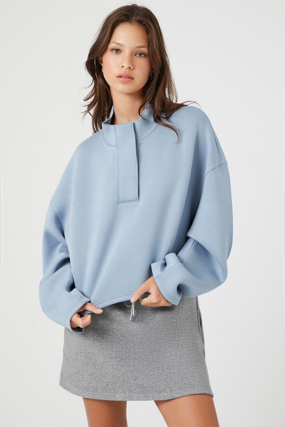 

Укороченный пуловер вязки Scuba Forever 21, синий