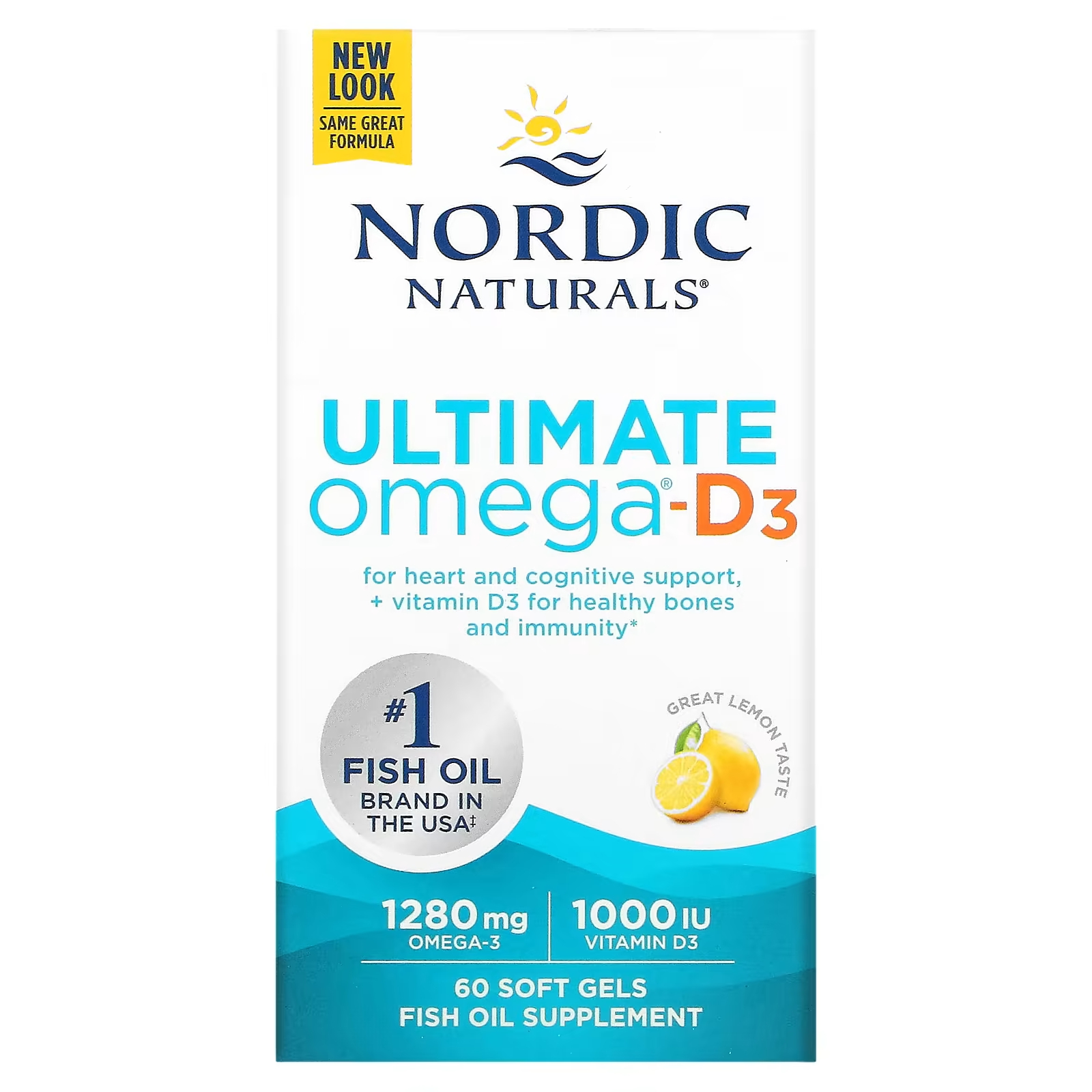 Nordic Naturals Ultimate Omega-D3 с лимоном, 60 мягких таблеток enzymedica aqua biome омега 3 максимальная сила действия лимонный вкус 1000 мг 60 капсул