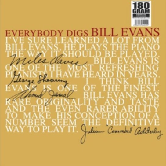 Виниловая пластинка Bill Evans Trio - Everybody Digs Bill Evans bill evans new jazz conceptions vinyl lp 180 gram