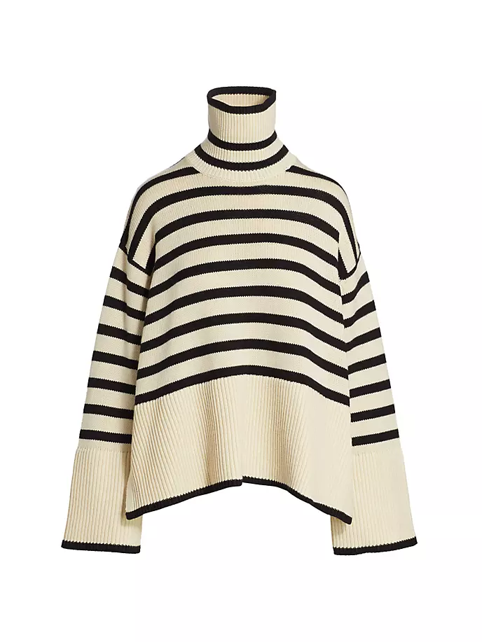 

Свитер с высоким воротником в фирменную полоску Toteme, цвет light sand stripe