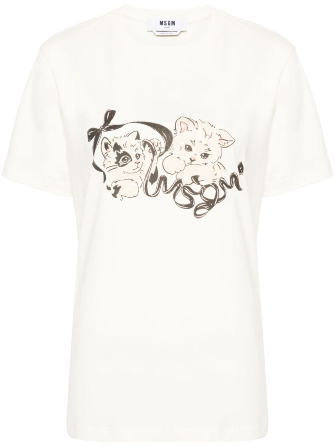 

MSGM футболка из хлопка с принтом кошки, нейтральный цвет