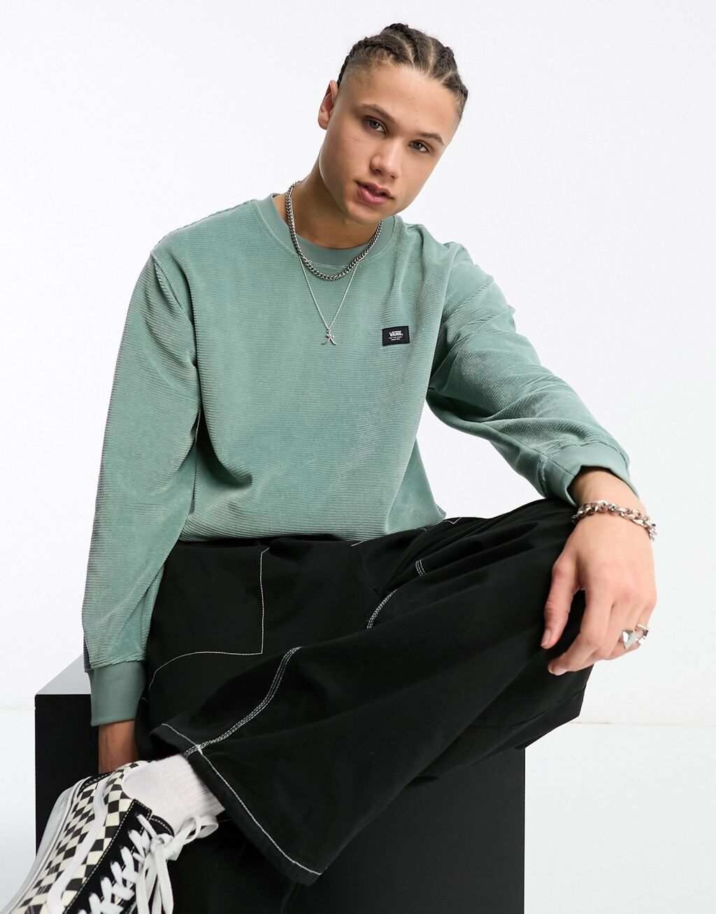

Зеленый вельветовый свитшот Vans