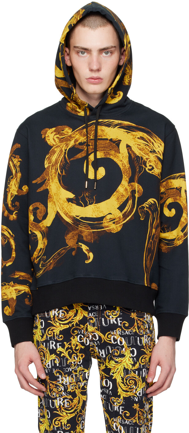 

Черное худи Watercolor Couture Versace Jeans Couture, цвет Black/Gold
