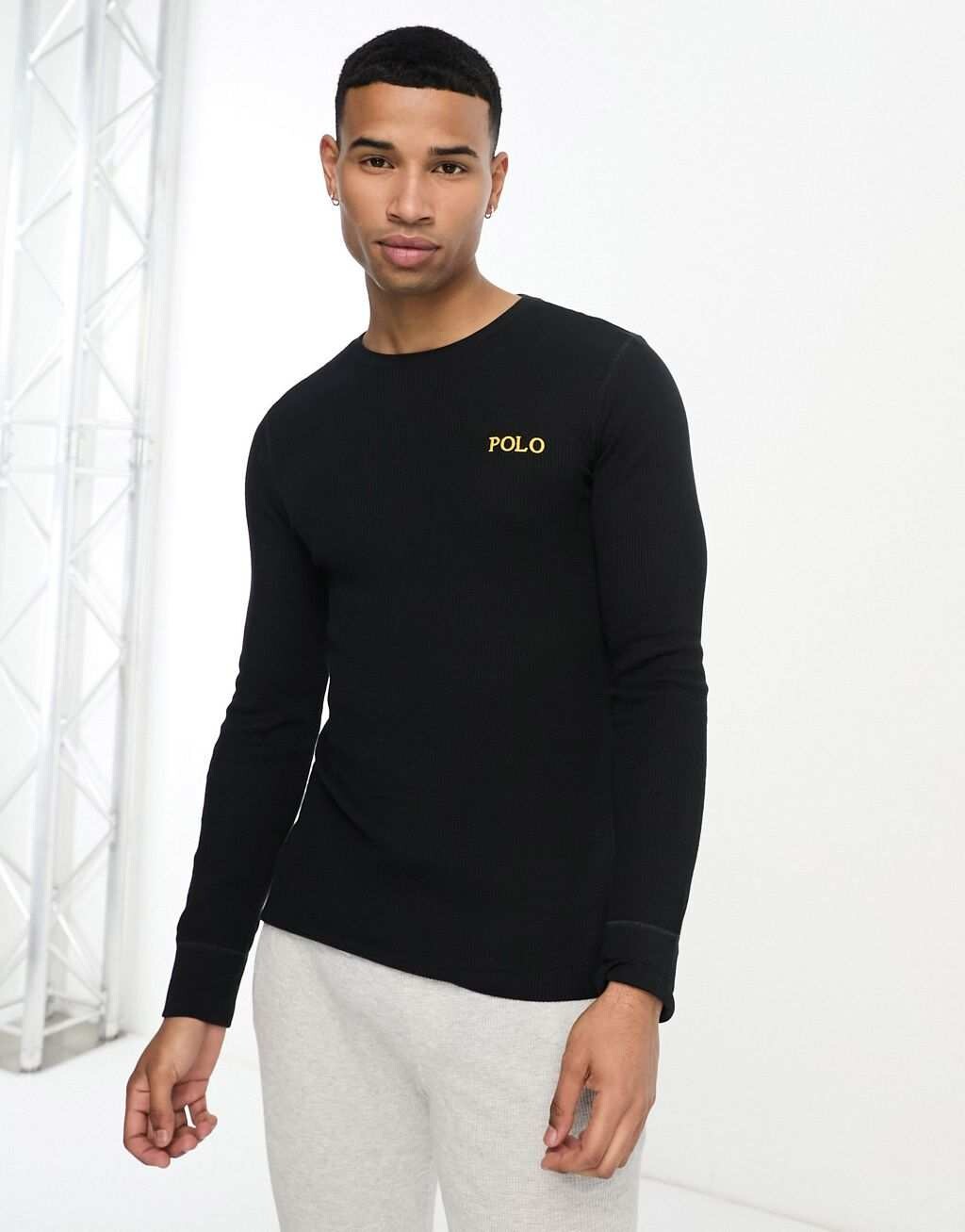 

Черная футболка с длинными рукавами и логотипом Polo Ralph Lauren., Черный
