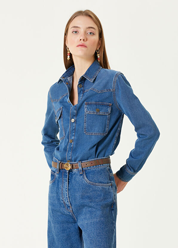 

Джинсовая рубашка Etro, синий