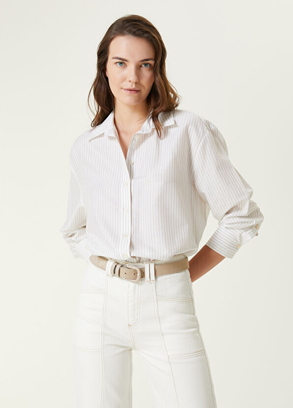 

Полосатая свободная рубашка Beymen Collection, белый