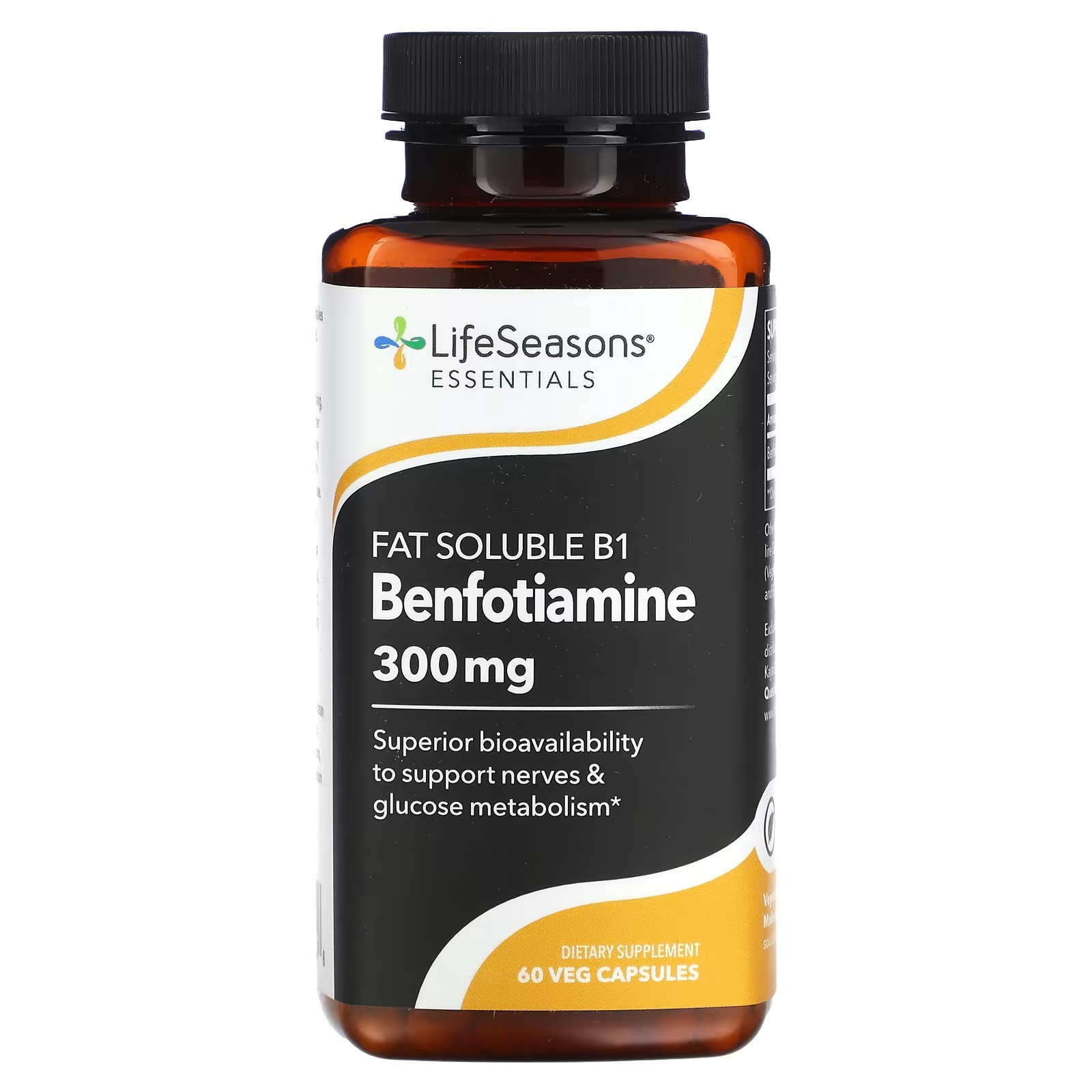 LifeSeasons Жирорастворимый бенфотиамин B1, 300 мг, 60 растительных капсул (150 мг на капсулу) kal бенфотиамин 150 мг 60 растительных капсул