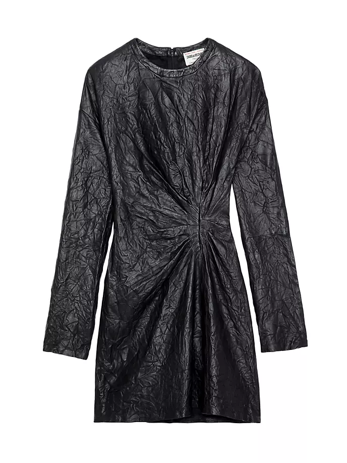 

Мини-платье из мятой кожи с длинными рукавами Zadig & Voltaire, цвет noir