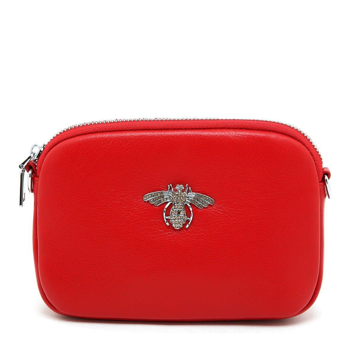 

Кожаная сумка с кристаллами в виде пчелы PEACH ACCESSORIES, красный
