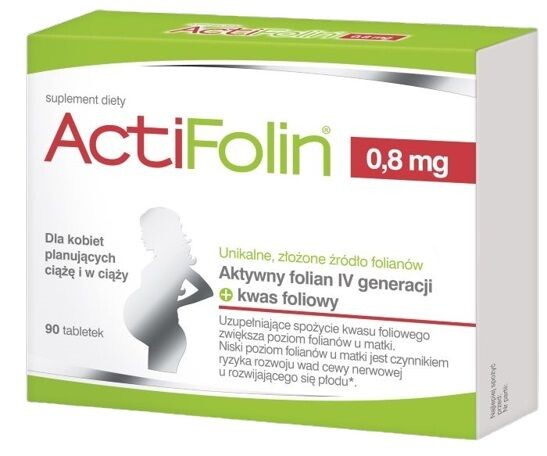 

Таблетки фолиевой кислоты ActiFolin 0,8 mg , 90 шт