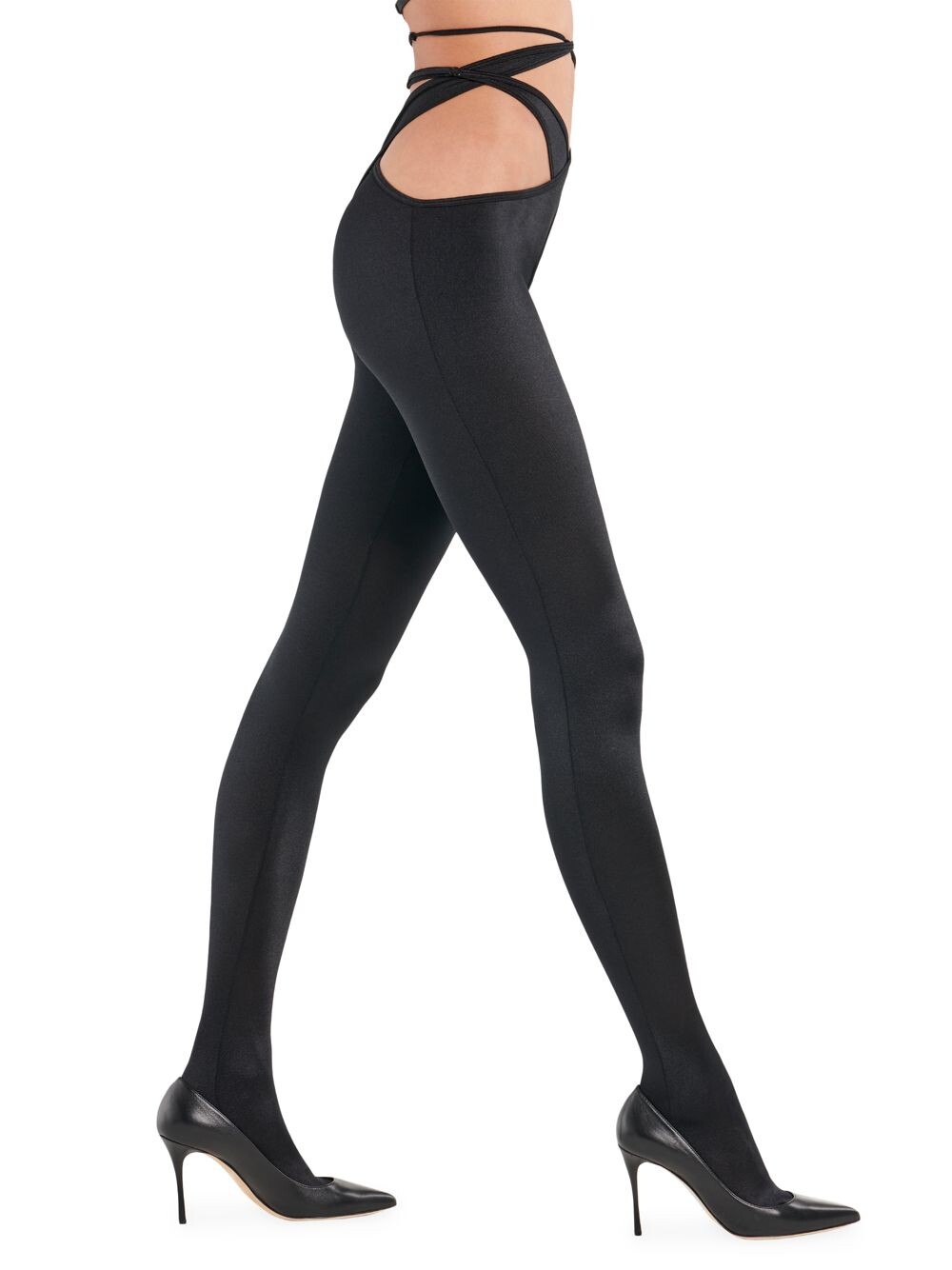 

Колготки на шнуровке с вырезами Wolford x Mugler Wolford, черный