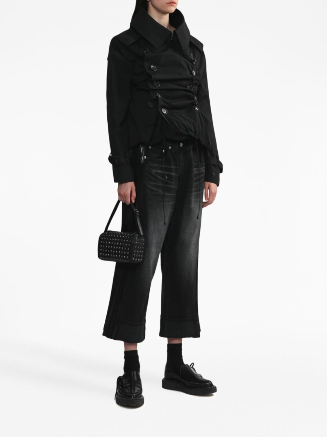 

Junya Watanabe укороченные джинсы широкого кроя, черный