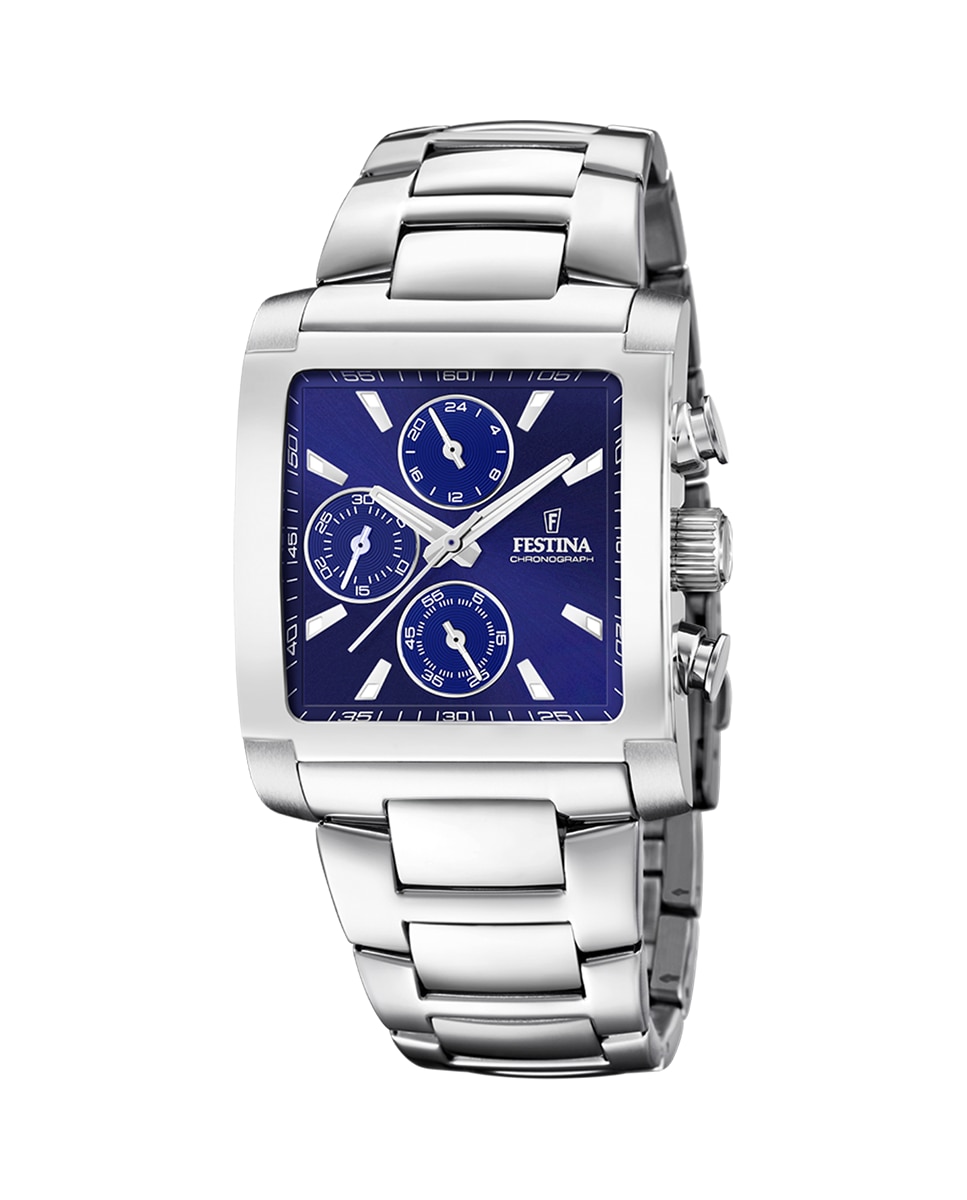 Мужские часы F20423/2 Timeless Chronograph со стальным и синим циферблатом Festina, серебро