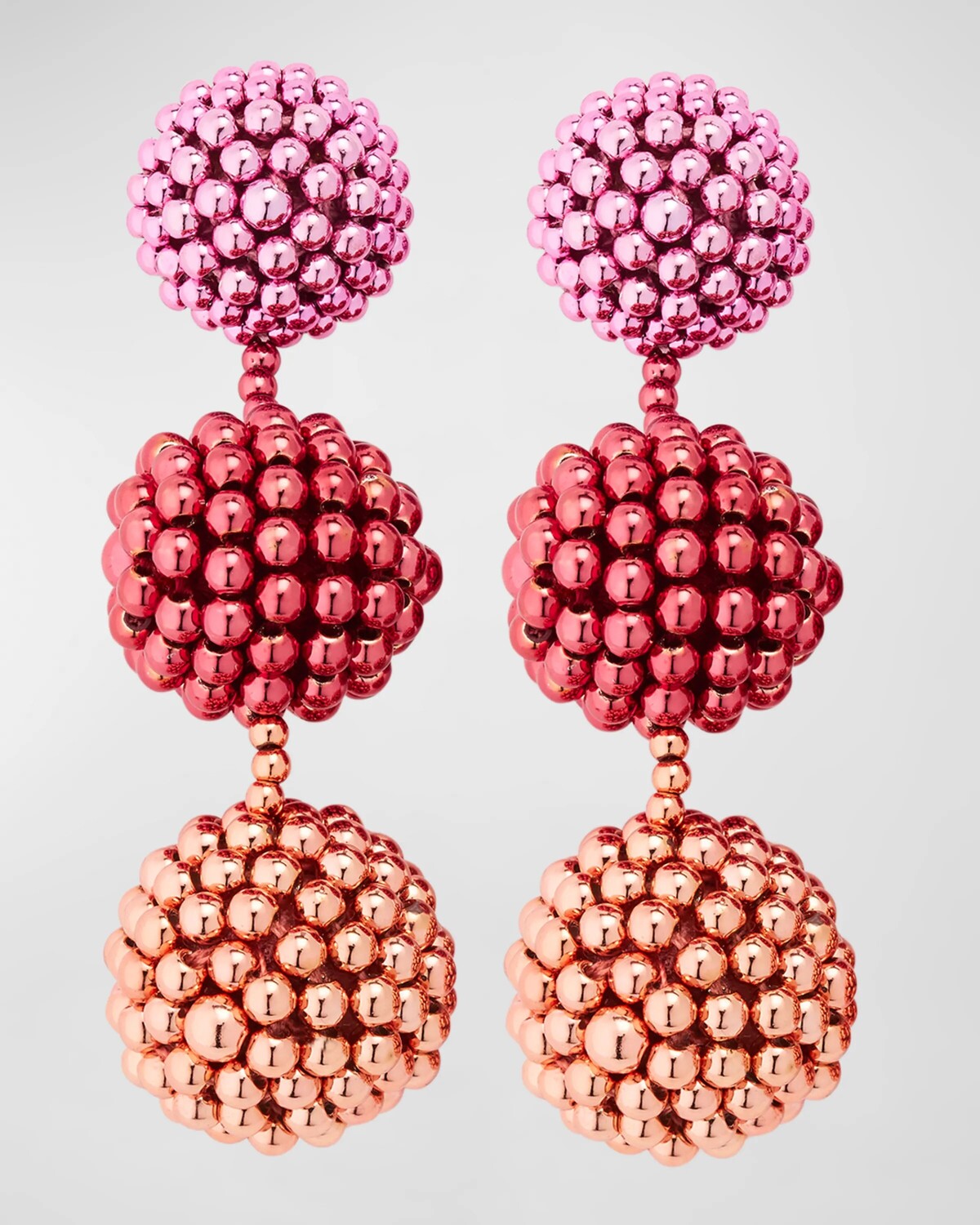 

Серьги-люстры с 3 шариками и бисером Oscar de la Renta, цвет Pink