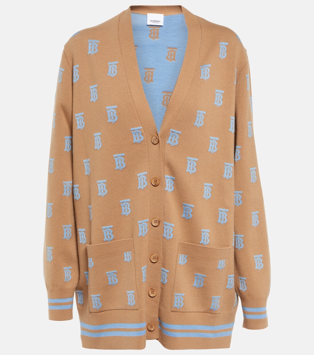 

Кардиган TB Monogram из шерсти и шелка BURBERRY, коричневый