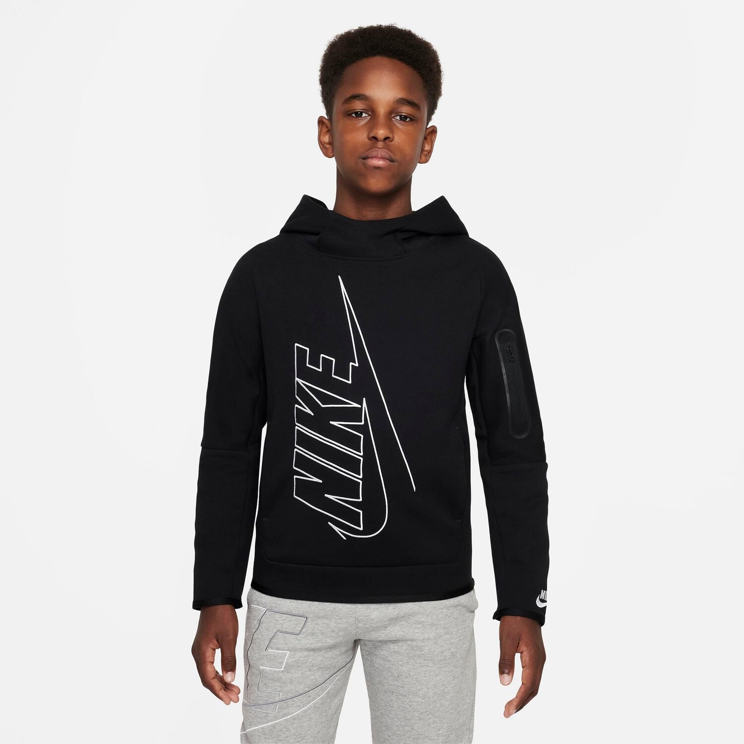 

Пуловер с капюшоном из технического флиса Nike Sportswear для мальчиков, черный