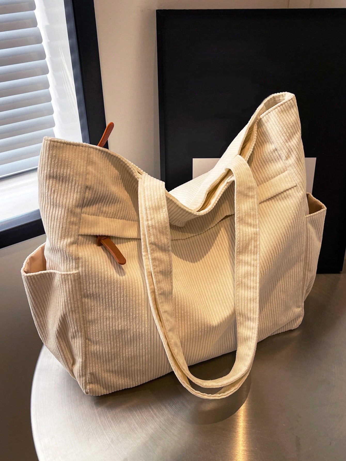 Простая однотонная сумка через плечо с несколькими карманами Вельветовая большая сумка-хобо для женщин, хаки вельветовая мужская большая сумка с несколькими карманами коричневый