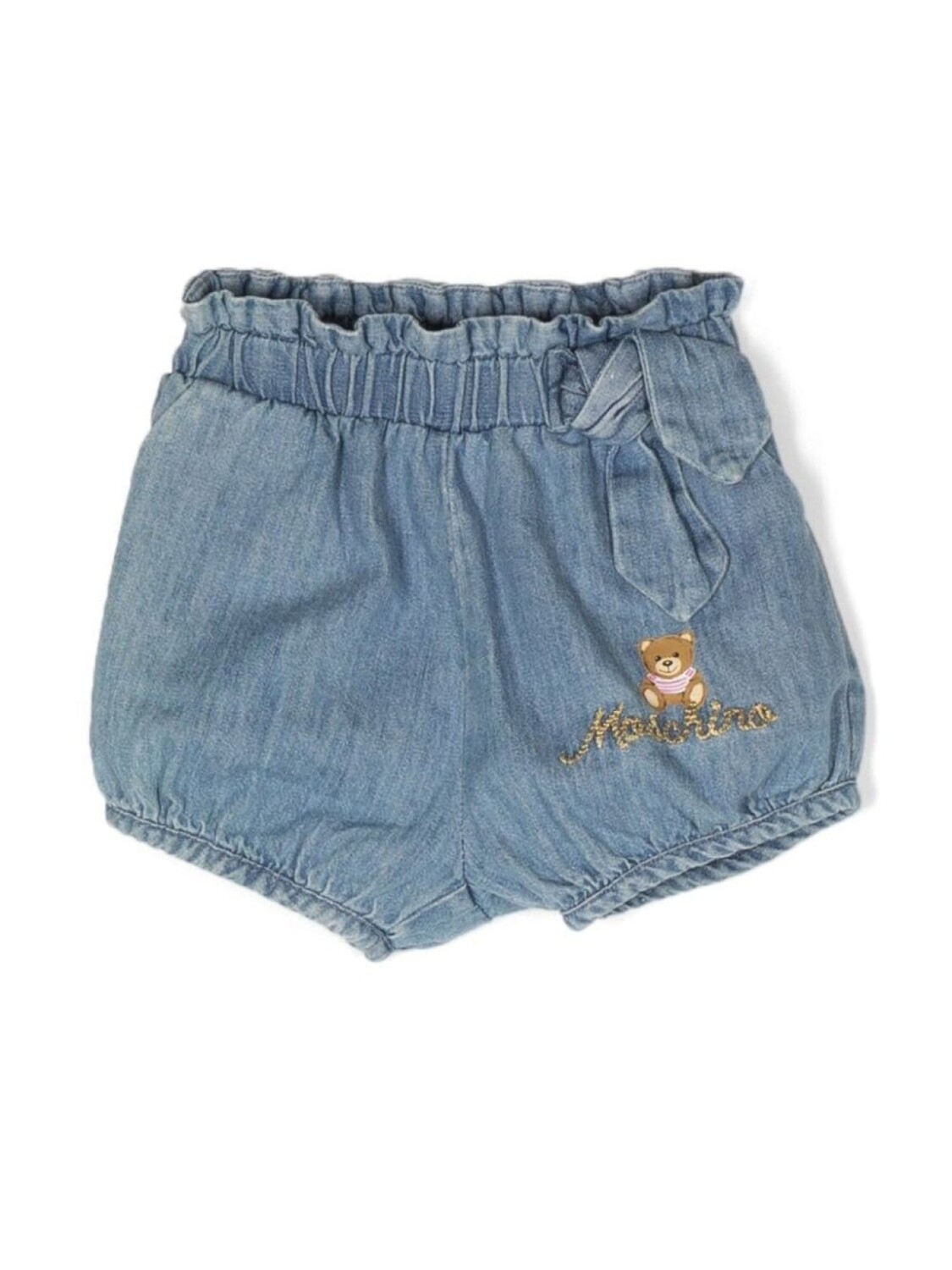 

Moschino Kids джинсовые шорты с вышивкой Teddy Bear, синий