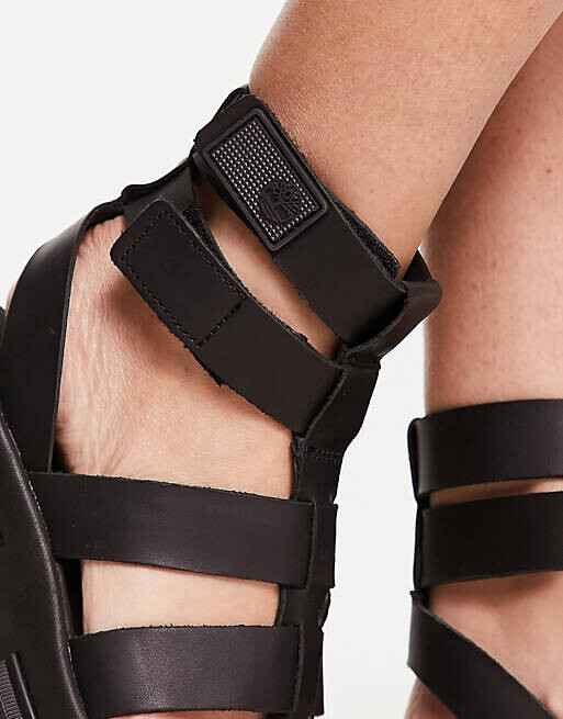 

Гладиаторские сандалии Timberland Everleigh из натуральной кожи черного цвета