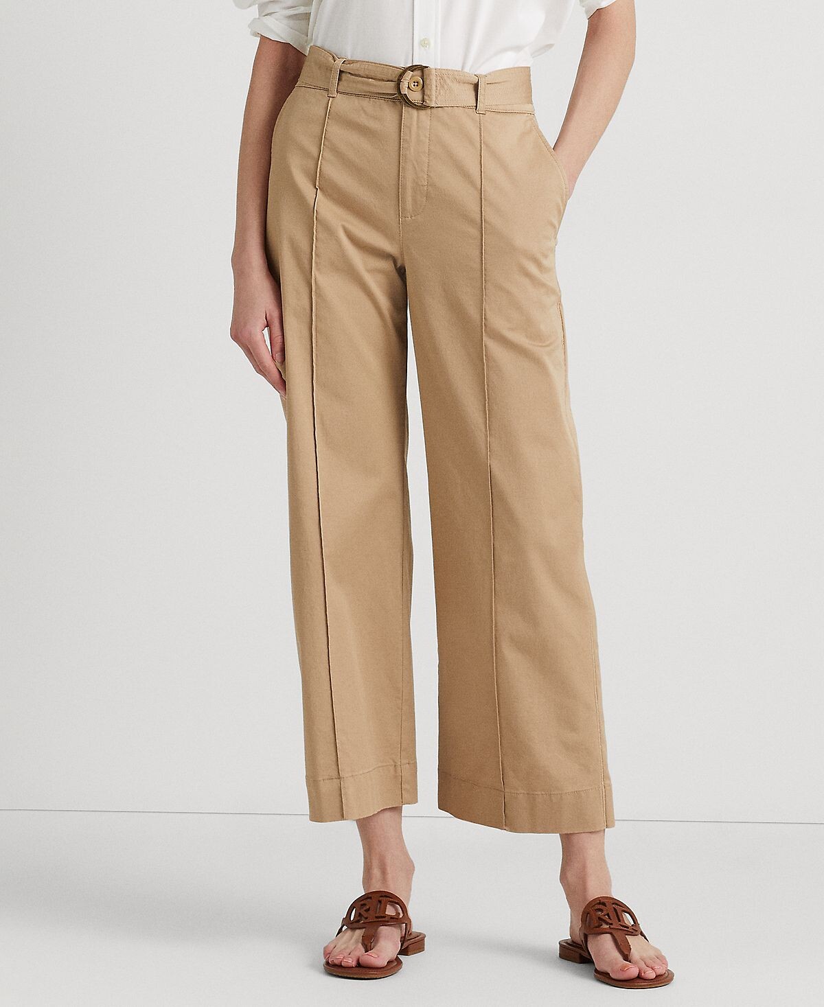 

Широкие брюки с поясом из микрошлифованного твила Lauren Ralph Lauren