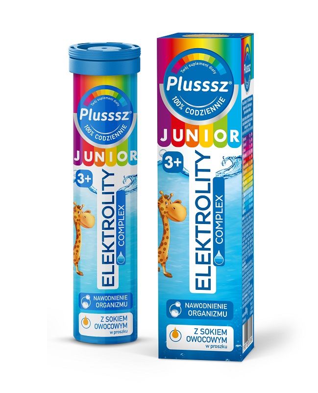 Plusssz Junior Elektrolity Complex электролиты для детей в шипучих таблетках, 20 шт. plusssz 100% мультивитамины магний вкус манго и апельсина 20 шипучих таблеток