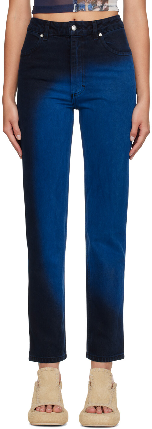 

Синие прямые джинсы Eckhaus Latta