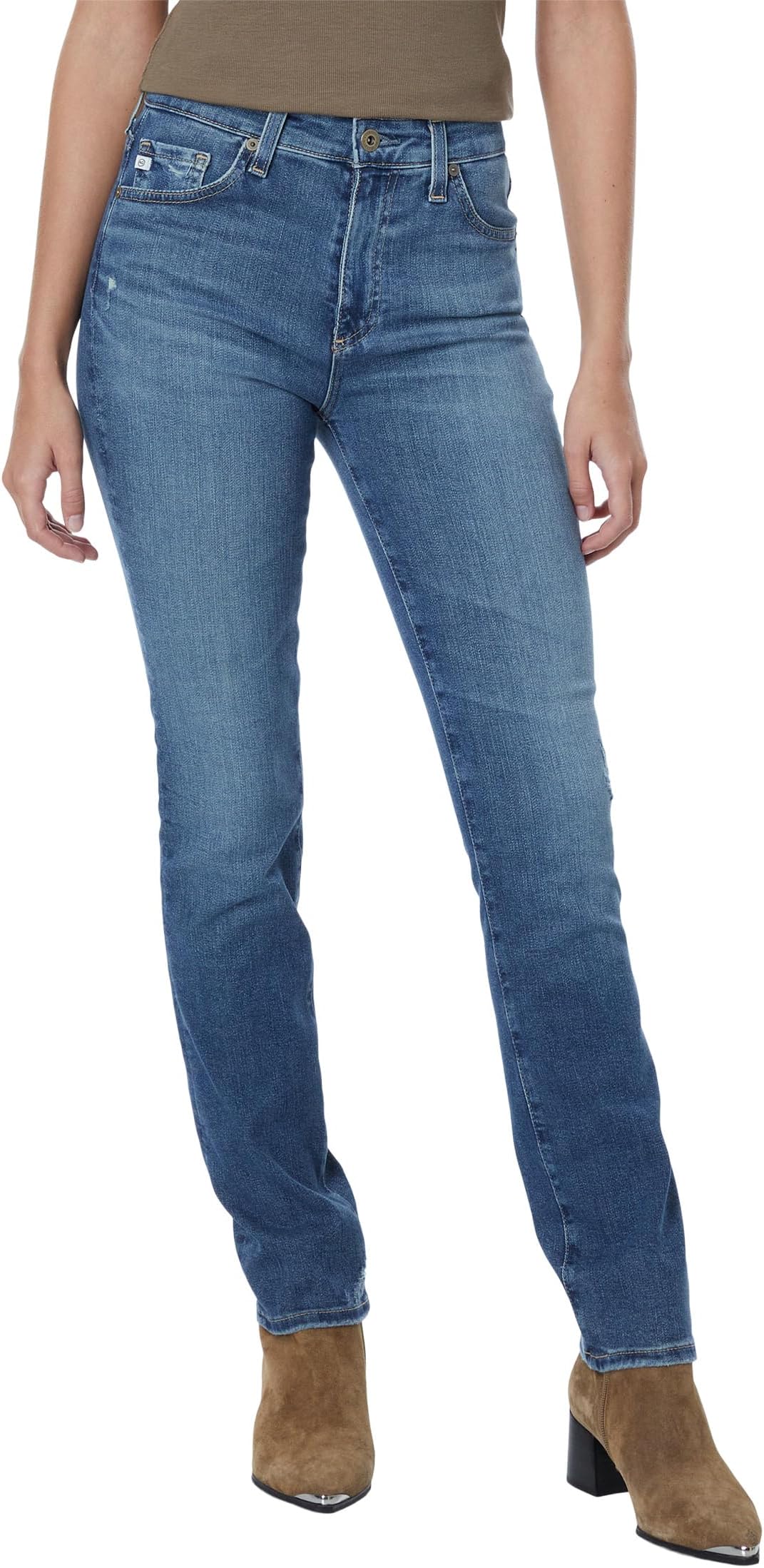 Джинсы Mari High-Waist Slim Straight Leg Jeans in Park Slope AG Jeans, цвет Park Slope