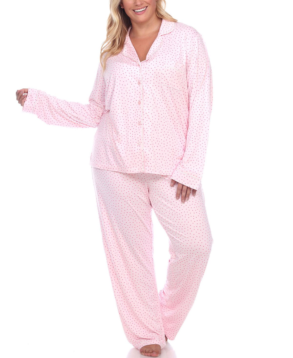 Женский пижамный комплект больших размеров, 2 предмета White Mark, розовый пижамный комплект больших размеров 3 предмета white mark розовый