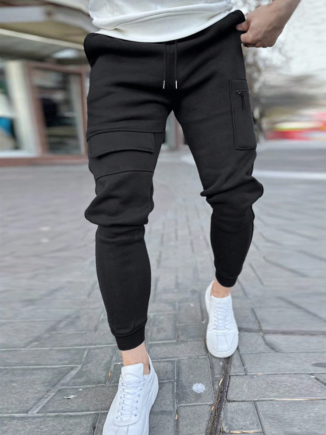 Мужские однотонные брюки Manfinity Homme с завязками на талии, черный мужские спортивные штаны с завязками на талии и эластичными манжетами черный