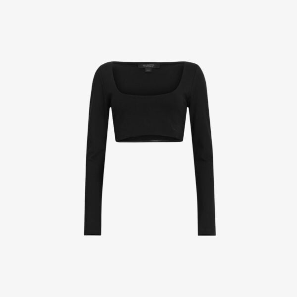 

Укороченный топ Ciara из эластичной ткани с длинными рукавами Allsaints, черный