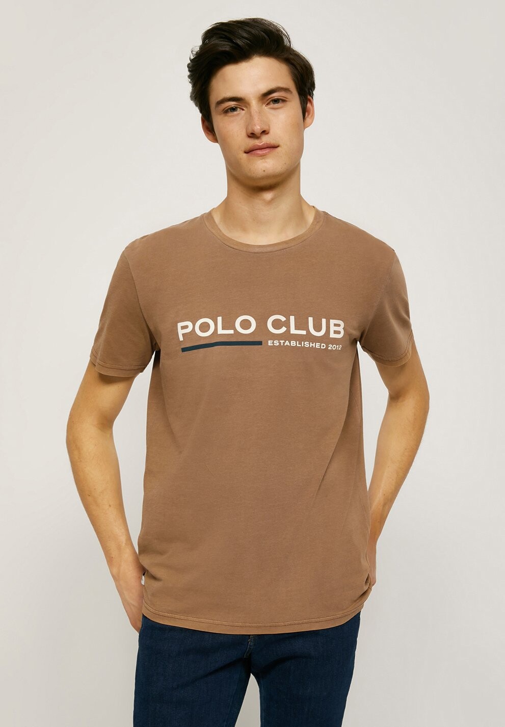 

Футболка с принтом Polo Club, бежевый