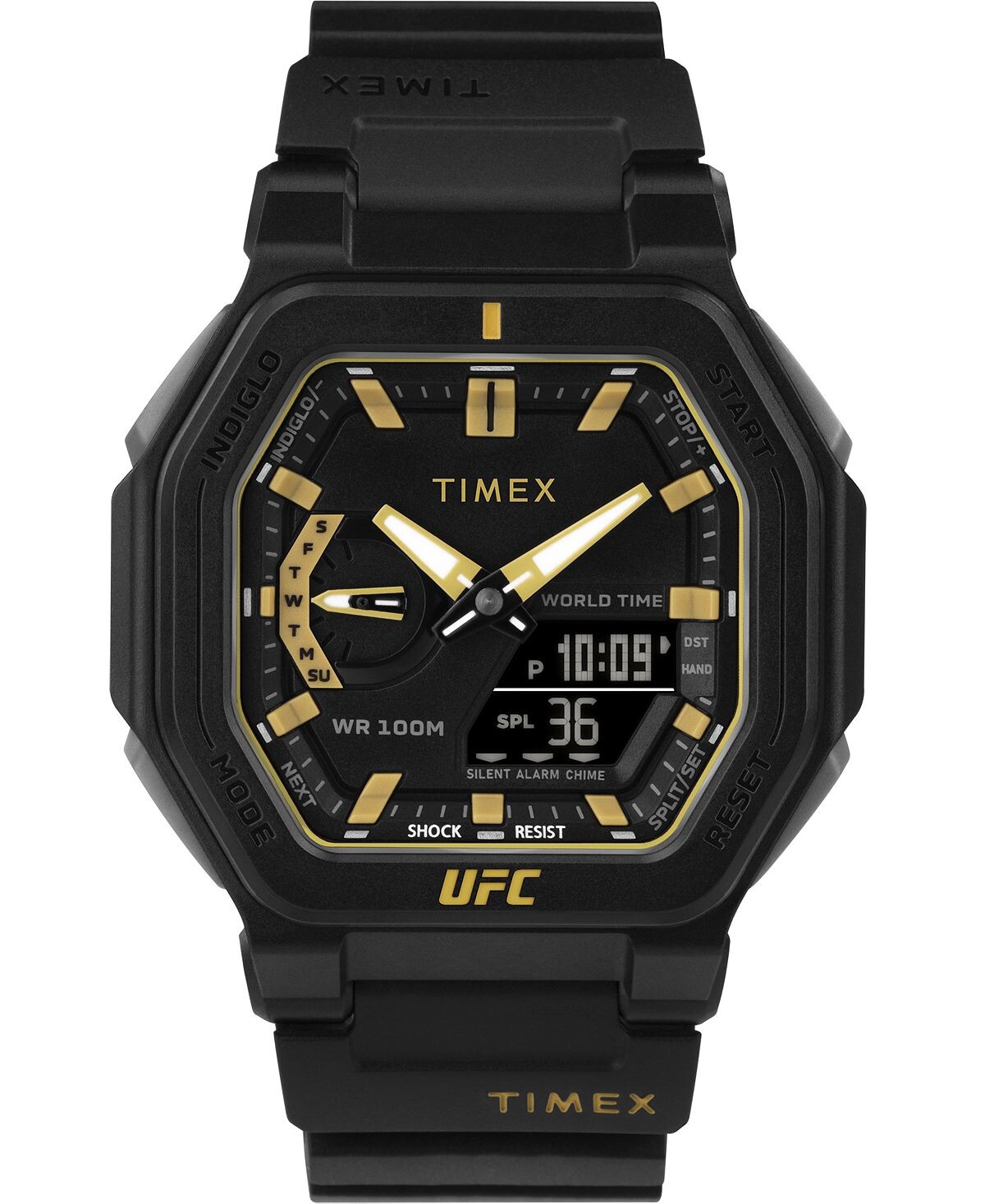

Мужские кварцевые часы UFC Colossus, черные, черные, 45 мм Timex