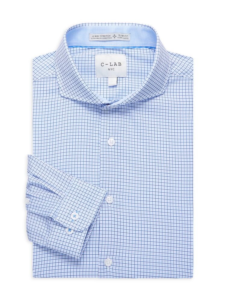 

Классическая рубашка узкого кроя в клетку C-Lab Nyc, цвет Light Blue