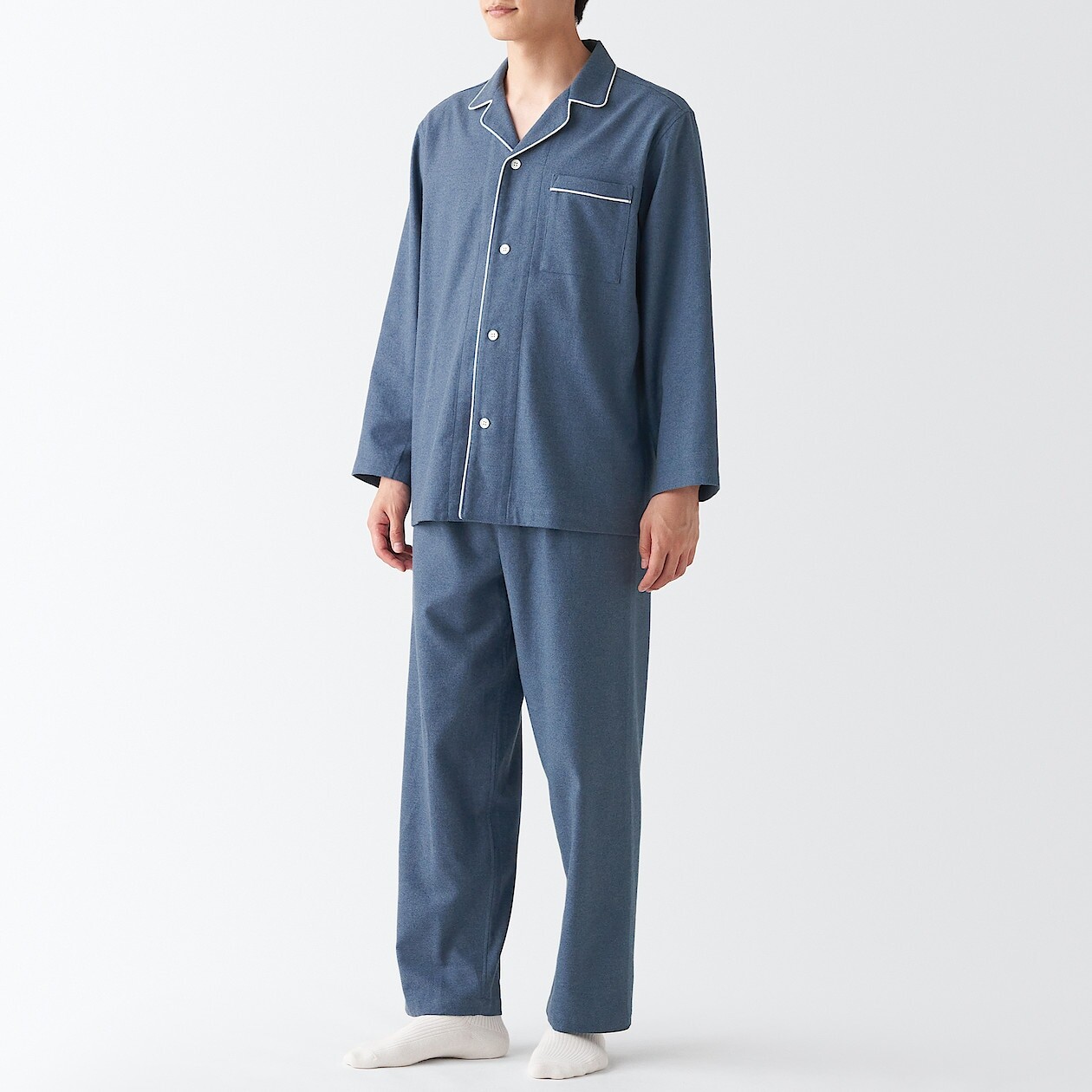 

Фланелевая пижама без боковых швов MUJI, темно-синий