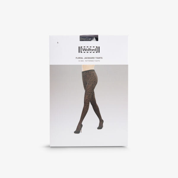 

Жаккардовые колготки с цветочным принтом из эластичной ткани Wolford, черный
