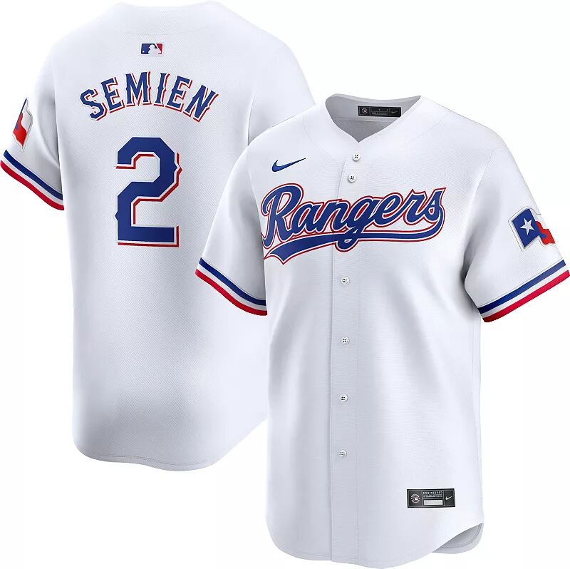 

Мужские джерси Nike Texas Rangers Marcus Semien #2 White Limited Vapor