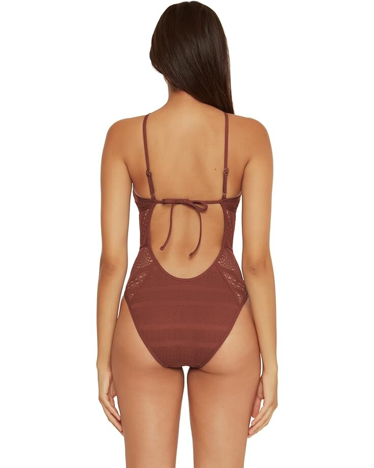 

Купальник BECCA Color Play Crochet Avah High Neck One-Piece, цвет Coconut