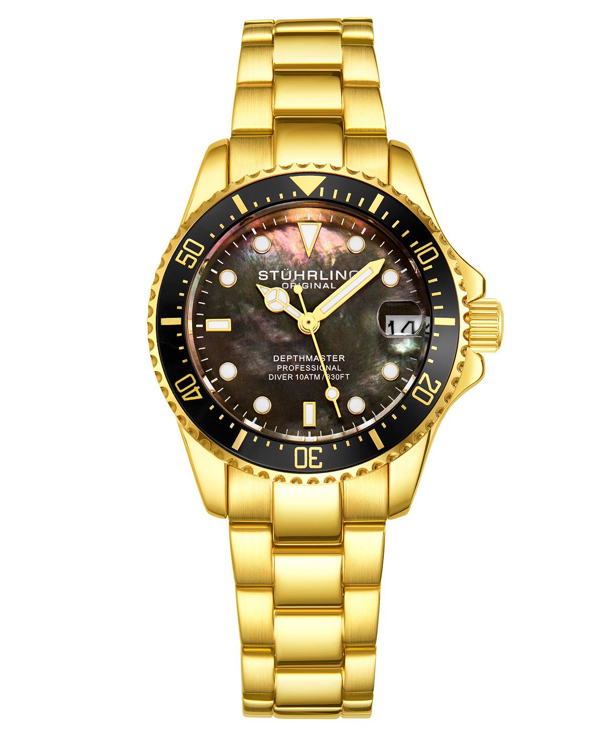 Женские часы-браслет из нержавеющей стали золотого тона 32 мм Stuhrling, золотой