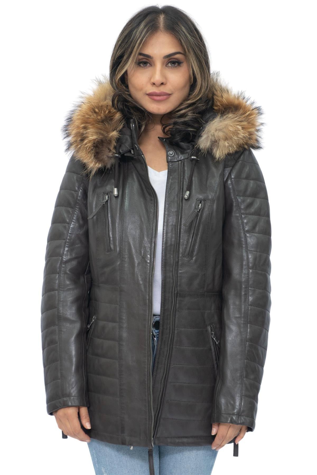 цена Стеганая кожаная куртка-парка-Куритиба Infinity Leather, коричневый