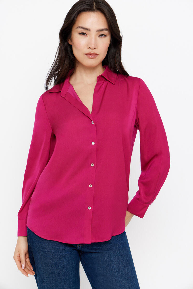 Атласная рубашка Cortefiel, фиолетовый